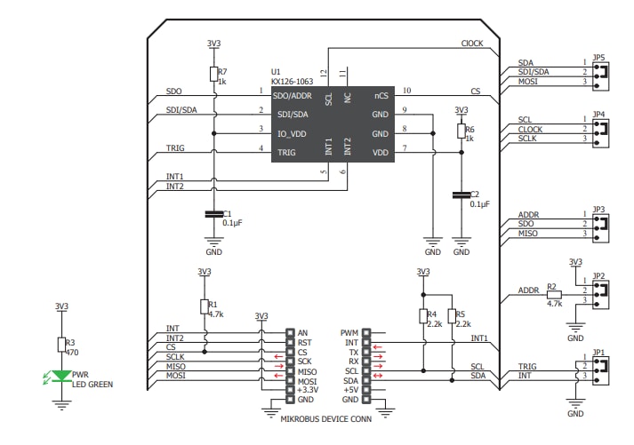 Schaltplan - Mikroe MIKROE-3259 Pedometer 3 Click